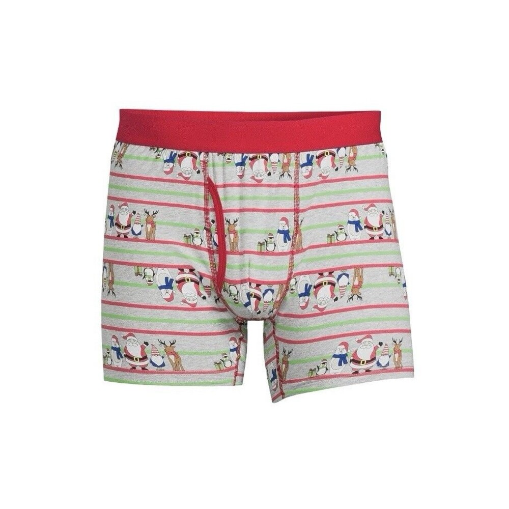 Holiday Time Men's Holiday Boxer Briefs Santa and Friends Size Small (28-30)
